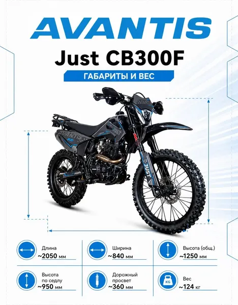 Изображение товара Мотоцикл Avantis Just CB300F с ПТС (графика с синим Б)