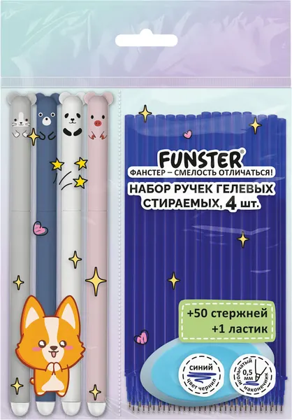 Изображение товара Набор гелевых ручек FUNSTER 144437 (4шт, синий)