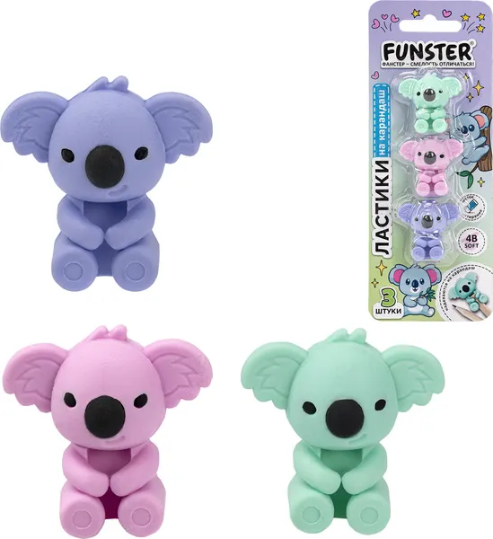 Изображение товара Набор ластиков FUNSTER Коалы / 274013 (3шт)