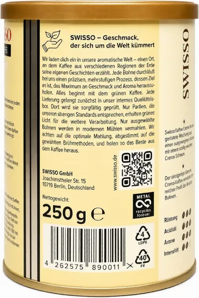 Изображение товара Кофе молотый Swisso Kaffee Crema (250г)