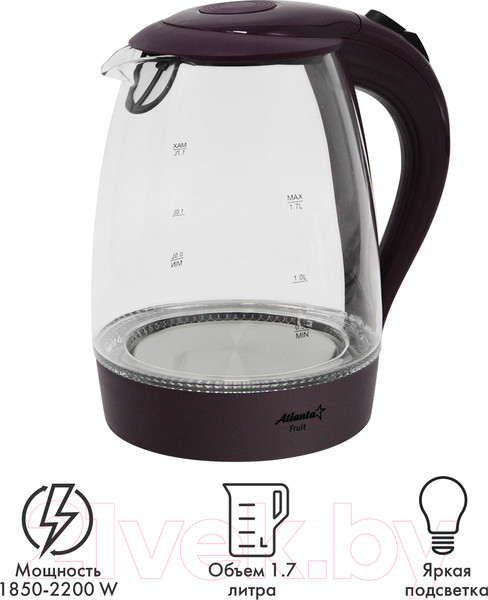 Изображение товара Электрочайник Atlanta АТН-2461 (фиолетовый)