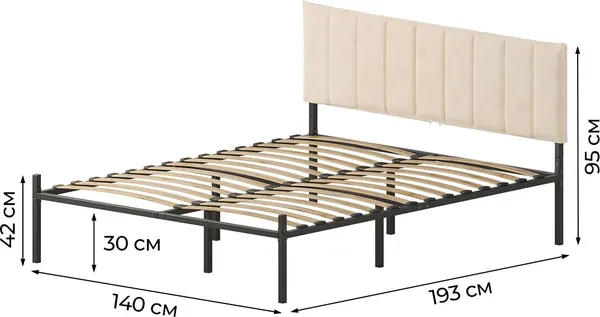 Изображение товара Полуторная кровать Домаклево Металика Б140x190+Г4 (черный/молочный велюр)