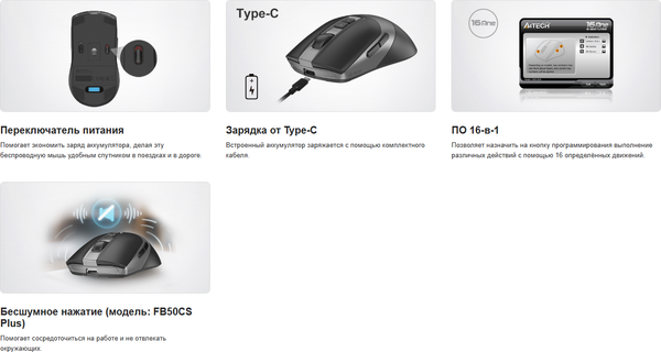 Изображение товара Мышь A4Tech Fstyler FB50CS Plus (черный)