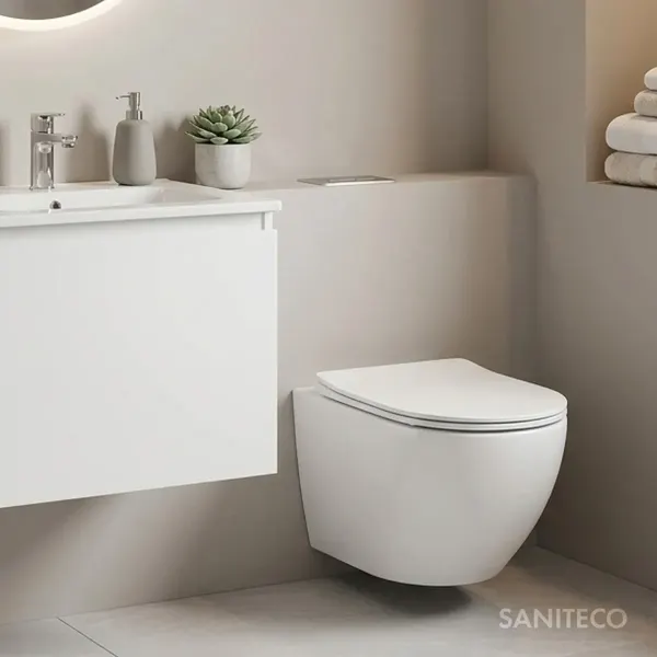 Изображение товара Унитаз подвесной с инсталляцией Saniteco Rimless R-203 + TECE 9400401
