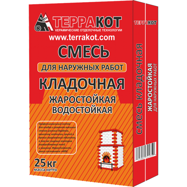 Изображение товара Кладочная смесь Терракот Жаростойкая для кладки внешних стенок (25кг)