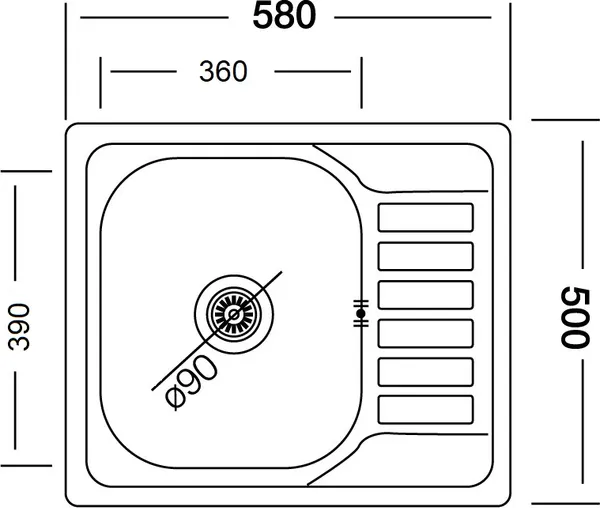 Изображение товара Мойка кухонная КромРус ЕС-296-D (чаша слева)