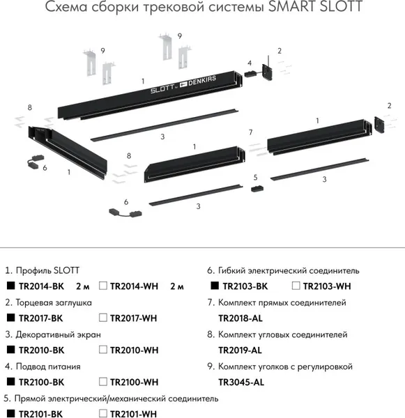 Изображение товара Ввод питания для шинопровода Denkirs Smart Base TR2100-BK