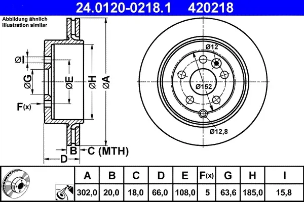Изображение товара Тормозной диск ATE 24.0120-0218.1