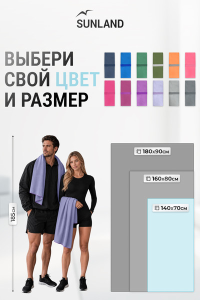 Изображение товара Полотенце SUNLAND SUN16 70х140 (голубой)