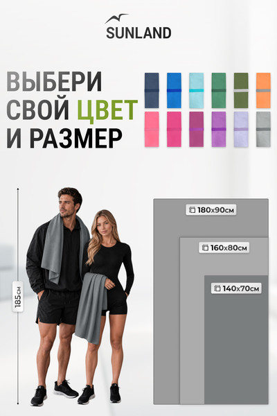 Изображение товара Полотенце SUNLAND SUN21 70х140 (темно-серый)
