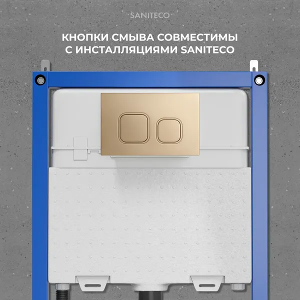 Изображение товара Инсталляция для унитаза Saniteco 501 + K02-PG (с кнопкой, матовое золото)