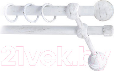 Изображение товара Карниз для штор Lm Decor Шар малый 124 2р гладкий (белое золото, 3м)