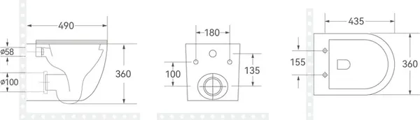 Изображение товара Унитаз подвесной с инсталляцией Saniteco Torando T-203W + 501 + K01-W (с кнопкой ,белый)