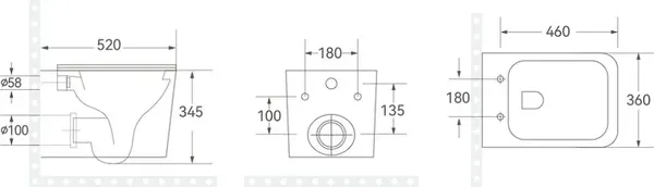 Изображение товара Унитаз подвесной с инсталляцией Saniteco Rimless R-202W + 501 + K01-W (с кнопкой ,белый)