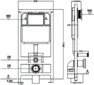 Изображение товара Унитаз подвесной с инсталляцией Saniteco Rimless R-202W + 501 + K01-W (с кнопкой ,белый)