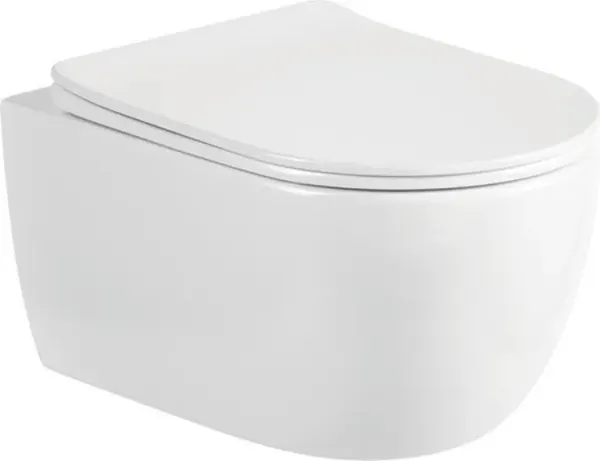 Изображение товара Унитаз подвесной с инсталляцией Saniteco Rimless R-209W + 501 + K01-W (с кнопкой, белый)