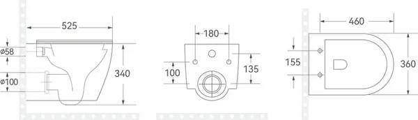 Изображение товара Унитаз подвесной с инсталляцией Saniteco Rimless R-209W + 501 + K01-W (с кнопкой, белый)