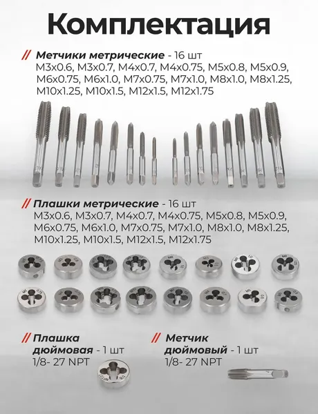 Изображение товара Резьбонарезной набор ForceKraft FK-M040-1 (68079)
