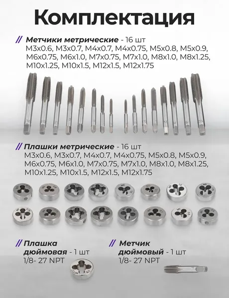 Изображение товара Резьбонарезной набор Yataforce YF-M040-1 (68106)