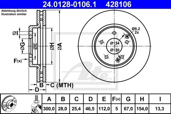 Изображение товара Тормозной диск ATE 24.0128-0106.1
