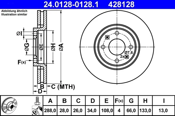Изображение товара Тормозной диск ATE 24.0128-0128.1
