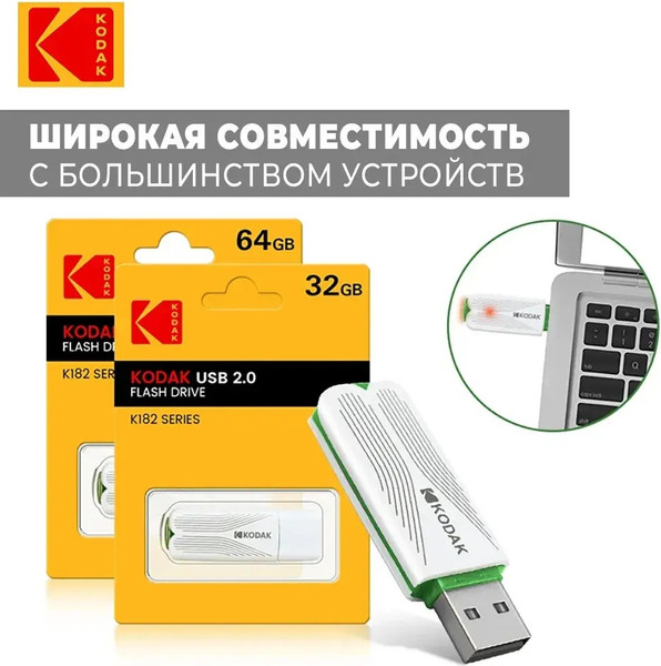 Изображение товара USB flash накопитель Kodak K182 64GB Drive 2.0 (EKMMD64GK182)