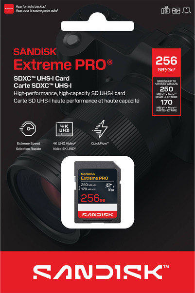 Изображение товара Карта памяти SanDisk SDXC 256GB Extreme Pro UHS-I V30 U3 (SDSDXXJ-256G-GSCIN )