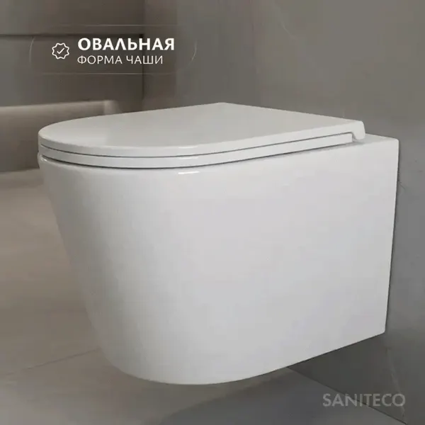 Изображение товара Унитаз подвесной с инсталляцией Saniteco Tornado KW-9005WT + 501 + K01-PGR (с кнопкой, платиново-серый)