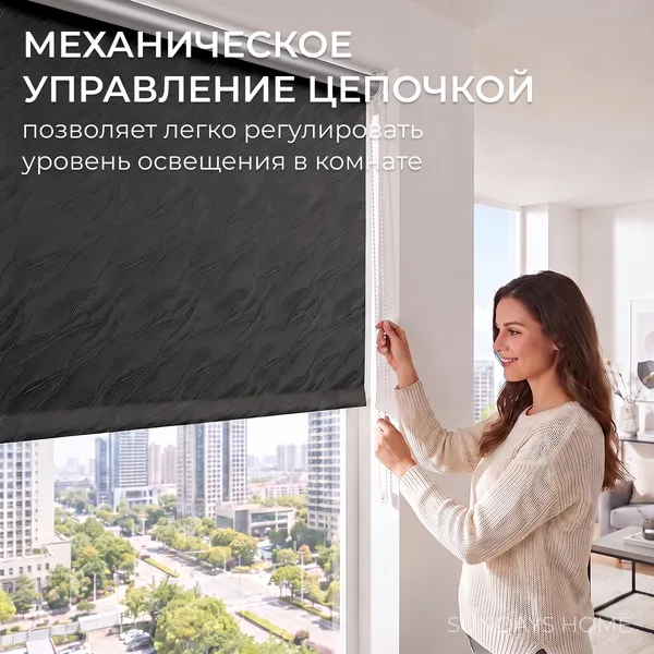Изображение товара Рулонная штора Sundays Home Аква Тэрмоблэкаут 81x170 (черный)