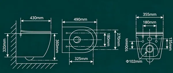 Изображение товара Унитаз подвесной с инсталляцией Axus 011D с унитазом Ligero 2318t и кнопкой 097LS / k0153