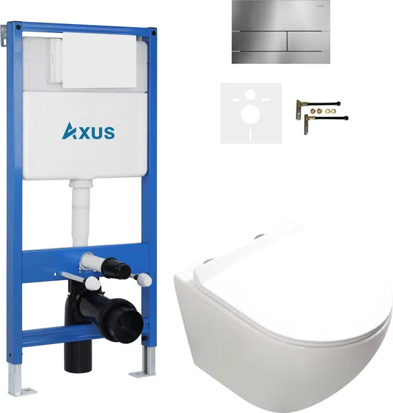 Изображение товара Унитаз подвесной с инсталляцией Axus 011D с унитазом Ligero 2318t и кнопкой 097TS / k0145