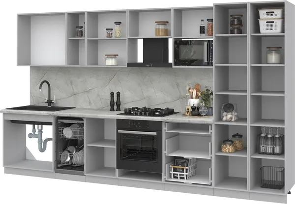 Изображение товара Кухонный гарнитур Interline Тренд 3.7-ПМ4 (белый/белый/кастилло темный)