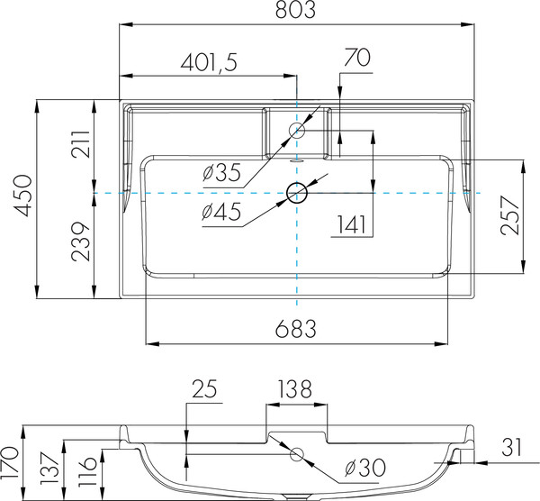 Изображение товара Умывальник Акватон Фабиа 80 (1A708031FB010)