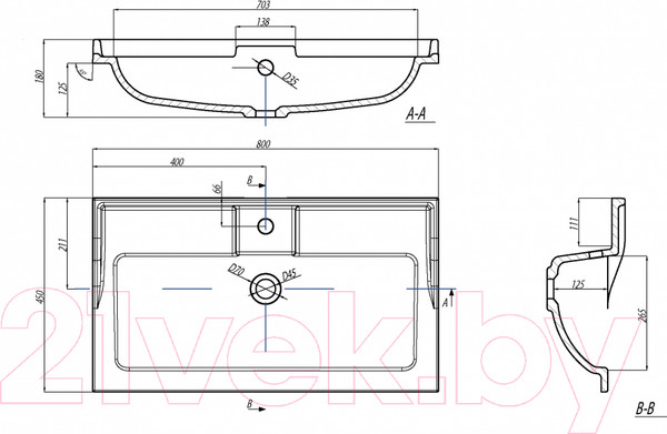 Изображение товара Умывальник Акватон Фабиа 80 (1A708031FB010)