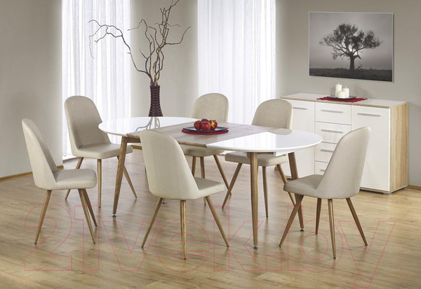 Изображение товара Обеденный стол Halmar Edward 120-200x100x75 (белый/дуб сан ремо)