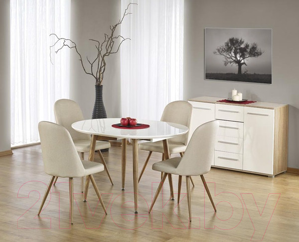 Изображение товара Обеденный стол Halmar Edward 120-200x100x75 (белый/дуб сан ремо)