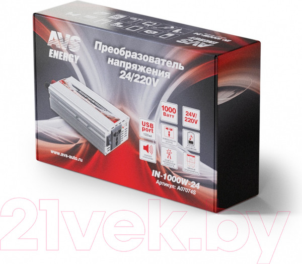Изображение товара Автомобильный инвертор AVS IN-1000W-24/ A07074S