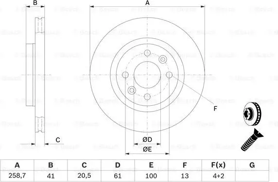 Изображение товара Тормозной диск Bosch 0986479B21