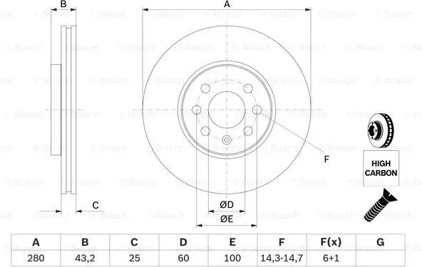 Изображение товара Тормозной диск Bosch 0986479B68