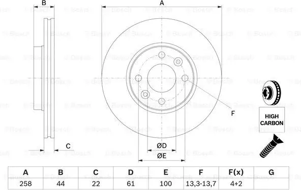 Изображение товара Тормозной диск Bosch 0986479C17