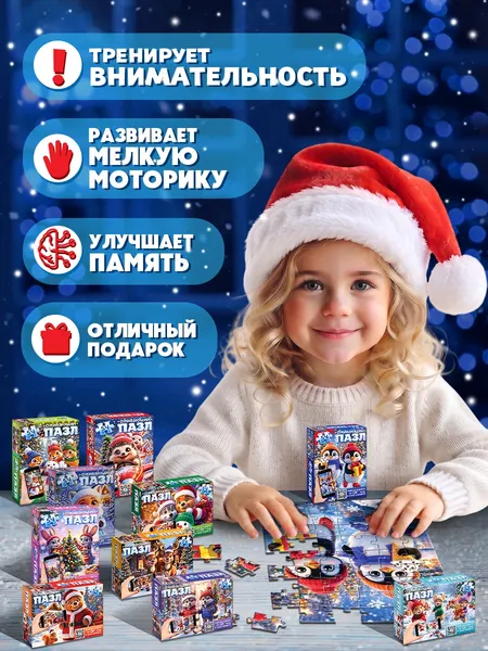 Изображение товара Набор пазлов Puzzle Time Веселый новый год / 11028929