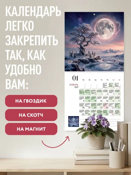 Изображение товара Календарь настенный Эксмо Лунный календарь. 2027 год (9785042397967)