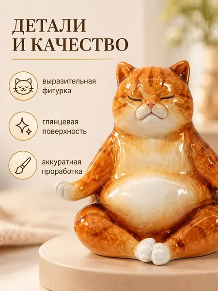 Изображение товара Статуэтка Elan Gallery Рыжий кот в позе лотоса 105804