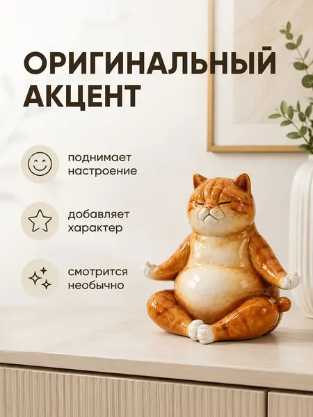 Изображение товара Статуэтка Elan Gallery Рыжий кот в позе лотоса 105804