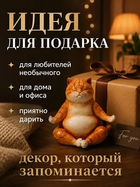 Изображение товара Статуэтка Elan Gallery Рыжий кот в позе лотоса 105804