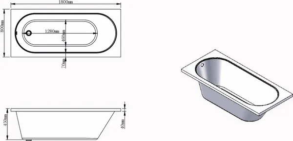 Изображение товара Ванна акриловая Runo Каскад 180 / BSM-28