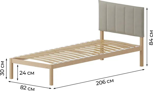 Изображение товара Односпальная кровать Домаклево Акация С3+С2 80x200  (крем велюр)