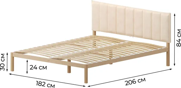 Изображение товара Двуспальная кровать Домаклево Акация С3+С2 180x200  (молочный велюр)