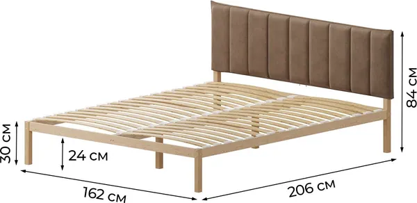 Изображение товара Двуспальная кровать Домаклево Акация С3+С2 160x200 ( коричневый велюр)