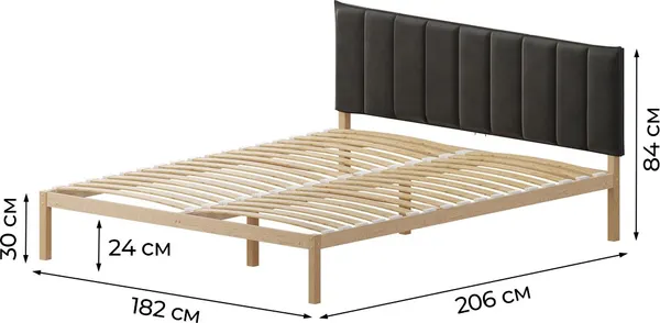 Изображение товара Двуспальная кровать Домаклево Акация С3+С2 180x200  (черный велюр)